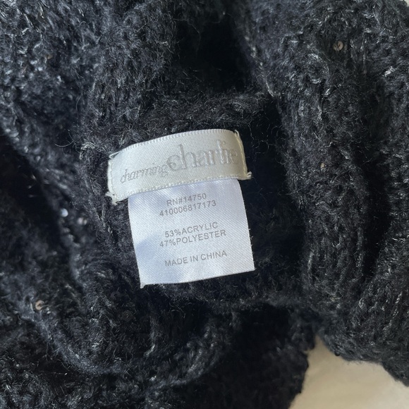 Sequin black infinity scarf - Picture 2 of 2